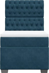 vidaXL Κρεβάτι Boxspring με Στρώμα Μπλε 80 x 200 εκ. Βελούδινο