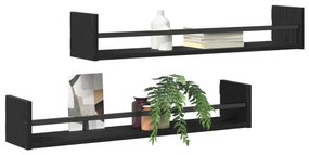 vidaXL Ράφια τοίχου 2 τμχ Μαύρο Δρυς 80x16x14 εκ Επεξεργασμένο ξύλο