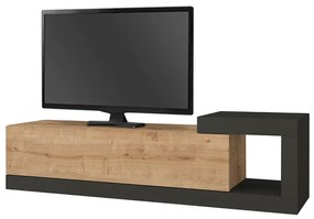 Έπιπλο τηλεόρασης επιτοίχιο Volare Megapap χρώμα sapphire oak - ανθρακί 150x29,6x38,6εκ.