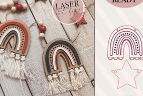 Σετ των 2 Intra απο ξύλο plywood 3mm-4mm πάχος – Patriotic Rainbow Garland Δίασταση  20x20 cm INTRAFABR-72645076