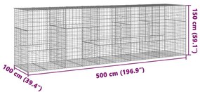 Συρματοκιβώτιο με Κάλυμμα 500x100x150εκ από Γαλβανισμένο Χάλυβα - Ασήμι