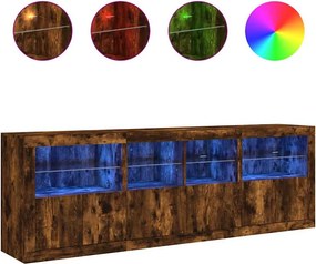vidaXL Ντουλάπι με LED Καπνιστή Δρυς 202 x 37 x 67 εκ.