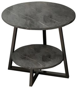 Coffee table Rota MDF color dark grey marble-black D60x60cm 60x60x60 εκ.