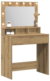 vidaXL Τουαλέτα με LED Φώτα Ξύλο Artisan 79x41x135 εκ.