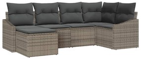 vidaXL Σέτ φαγητού για κήπο 6 pcs Γκρι Πολυ rattan, βαμμένο ατσάλι