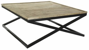 Τραπεζάκι Καφέ DKD Home Decor Μαύρο Φυσικό Ξύλο Μέταλλο 120 x 120 x 55 cm