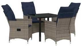 vidaXL Σέτ φαγητού για κήπο 5 pcs Γκρι συνθετικό ρατάν