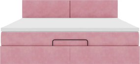 vidaXL Οθωμανικό κρεβάτι με στρώμα ροζ 160x200cm Βελούδο