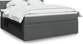 vidaXL Κρεβάτι Boxspring με Στρώμα Σκούρο Γκρι 180x200 εκ Υφασμάτιν
