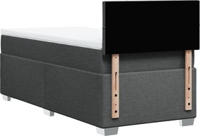 vidaXL Κρεβάτι Boxspring με Στρώμα Σκούρο Γκρι 90x200 εκ. Υφασμάτινο