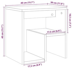 Κομοδίνα 2 τεμ. Όψη Παλαιού Ξύλου 40x30x40 εκ. από Επεξ. Ξύλο - Καφέ