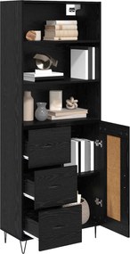vidaXL Highboard με συρτάρι 2 pcs Μαύρη Οξυά Επεξεργασμένο ξύλο