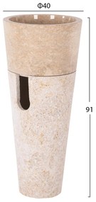 Νιπτήρας C7808.02 Μαρμάρινος Cone Sink Creme White Φ40x90Y εκ. 40x40x90 εκ.