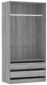vidaXL Ντουλάπα Γκρι Sonoma 100x50x200 εκ. από Επεξεργασμένο Ξύλο