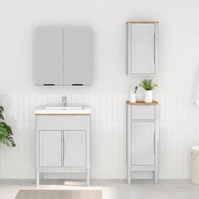 vidaXL Σετ Επίπλων Μπάνιου FLORO 3 pcs Λευκό Στερεό ξύλο πεύκου