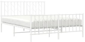 Πλαίσιο Κρεβατιού με Κεφαλάρι/Ποδαρικό Λευκό 140x190εκ. Μέταλλο