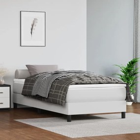 Κρεβάτι Boxspring με Στρώμα Λευκό 90x200εκ. από Συνθετικό Δέρμα - Λευκό