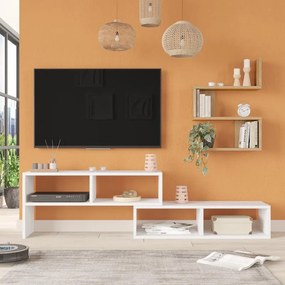 Σύνθετο Σαλονιού Kakomo σε Λευκό - Φυσικό 170x29.5x43εκ 170x29.5x43 εκ.