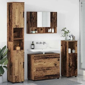 vidaXL Σετ Επίπλων Μπάνιου με ράφι 4 pcs Παλαιό ξύλο 30 x 35 x 192 εκ.