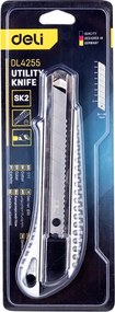 DELI μεταλλικό κοπίδι με ασφάλεια DL4255, 18mm, ασημί