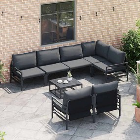 vidaXL Σετ Καναπέ Κήπου με μαξιλάρι 7 pcs Μαύρο Ατσάλι