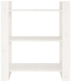 vidaXL Βιβλιοθήκη/Διαχωριστικό Χώρου Λευκό 80x35x91 εκ. Μασίφ Πεύκο