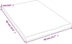 vidaXL Πάγκος Μπάνιου Σκούρο Καφέ 40x60x2 εκ. Επεξ. Μασίφ Ξύλο