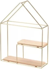 Ράφι επιτοίχιο Nextdeco minimal διπλό χρυσό Υ32,5x24,5x8εκ.