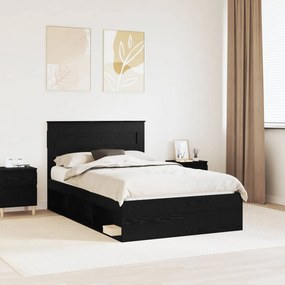 vidaXL Σκελετός Κρεβατιού Μαύρη Δρυς 135 x 190 cm Επεξεργασμένο Ξύλο