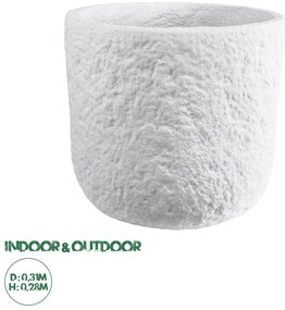 20710 GloboStar®  Artificial Garden MALVEN 20710 Επιδαπέδιο Πολυεστερικό Τσιμεντένιο Κασπώ Γλάστρα - Flower Pot Λευκό Φ31 x Υ28cm
