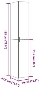 ΝΤΟΥΛΑΠΙ ΓΚΡΙ SONOMA 30X42,5X185 ΕΚ. ΑΠΟ ΕΠΕΞΕΡΓΑΣΜΕΝΟ ΞΥΛΟ 3281397