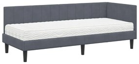 vidaXL Κρεβάτι Γωνίας με στρώμα Σκούρο γκρι 80 x 200 cm Βελούδο