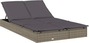 vidaXL Ξαπλώστρα 2 Ατόμων Στρογγ. Οροφή Γκρι 211x112x140εκ Συνθ. Ρατάν