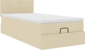 vidaXL Οθωμανικό κρεβάτι με στρώμα Cream 100x200cm ύφασμα