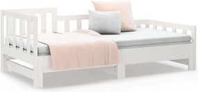 vidaXL Καναπές Κρεβάτι Συρόμενος Λευκός 2x(90x190) εκ. από Μασίφ Πεύκο