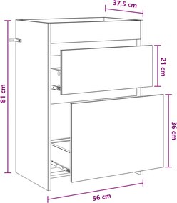 vidaXL Ντουλάπι Κάτω από τον Νιπτήρα Λευκό 56 x 37,5 x 81 εκ