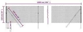 vidaXL Συρματόπλεγμα Περίφραξης Ανθρακί 1,1x10 μ. Γαλβανισμένο Ατσάλι