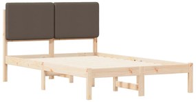 vidaXL Σκελετός Κρεβατιού με Επενδεδυμένο Κεφαλάρι Taupe 135 x 190 cm