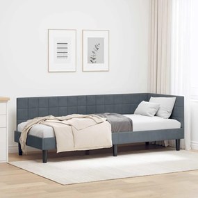 vidaXL Κρεβάτι Γωνίας με κεφαλάρι Σκούρο γκρι 80 x 200 cm Βελούδο