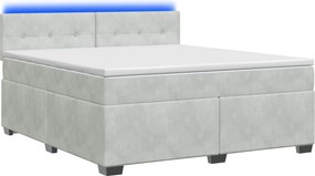 vidaXL Κρεβάτι Box Spring με Στρώμα και LED Ανοιχτό γκρι 180 x 200 cm