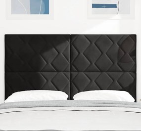 vidaXL LED κεφαλάρι Μαύρο 144 cm Τεχνητό Δέρμα