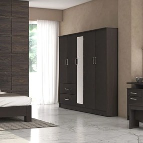 Ντουλάπα ρούχων πεντάφυλλη OLYMPUS pakoworld χρώμα wenge 198x57x183εκ