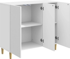 vidaXL Πλαϊνό γραφείο Γυαλιστερό Λευκό 89 x 34,5 x 80 εκ