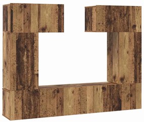 vidaXL Σετ επίπλου τηλεόρασης 6 pcs Παλαιό ξύλο 80 x 30 x 30 εκ