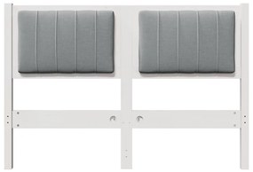 vidaXL Ταπετσαρισμένο κεφαλάρι Λευκό 120 cm Στερεά ξυλεία πεύκου