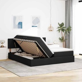 vidaXL Κρεβάτι Αποθήκης με στρώμα Μαύρο 180 x 200 cm Τεχνητό Δέρμα