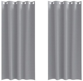 vidaXL Κουρτίνες με κουρτίνες 2 pcs Ανοιχτό γκρι Πολυεστέρας