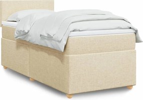 vidaXL Κρεβάτι Boxspring με Στρώμα Κρεμ 90x190 εκ.Υφασμάτινο