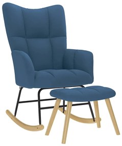 Πολυθρόνα Κουνιστή Μπλε Υφασμάτινη με Υποπόδιο