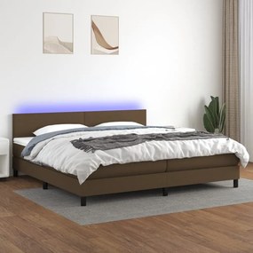 ΚΡΕΒΑΤΙ BOXSPRING ΜΕ ΣΤΡΩΜΑ &amp; LED ΣΚ.ΚΑΦΕ 200X200 ΕΚ ΥΦΑΣΜΑΤΙΝΟ 3133024